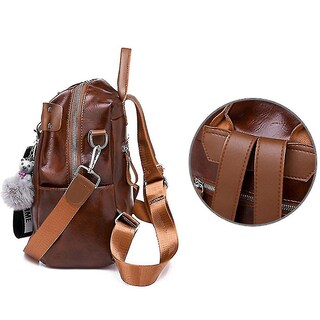 Foto 2 | Foto 2 | Mochila Huoguo Pu De Piel Suave Impermeable Marrón 24x10x25 Cm - Venta Internacional.