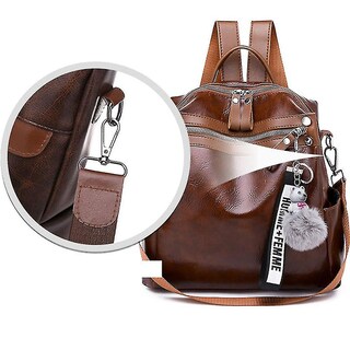 Foto 3 | Foto 3 | Mochila Huoguo Pu De Piel Suave Impermeable Marrón 24x10x25 Cm - Venta Internacional.