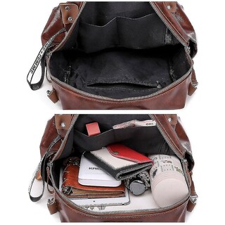 Foto 4 | Foto 4 | Mochila Huoguo Pu De Piel Suave Impermeable Marrón 24x10x25 Cm - Venta Internacional.