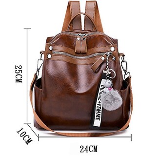 Foto 5 | Foto 5 | Mochila Huoguo Pu De Piel Suave Impermeable Marrón 24x10x25 Cm - Venta Internacional.