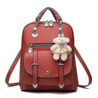 Foto 1 | Foto 1 | Mochila Huoguo De Piel Sintética De Color Rojo Vino Para Mujer, Casual, A La Moda - Venta Internacional.
