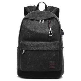 Foto 4 | Foto 4 | Mochila Huoguo De Lona Unisex De Alta Calidad Con Puerto Usb Negra - Venta Internacional.