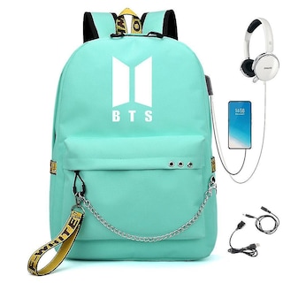 Foto 1 | Foto 1 | Mochila Huoguo Bts, Bonita Mochila Escolar De Nailon Con Carga Usb - Venta Internacional.