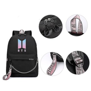 Foto 2 | Foto 2 | Mochila Huoguo Bts, Bonita Mochila Escolar De Nailon Con Carga Usb - Venta Internacional.