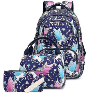 Foto 1 | Foto 1 | Mochila Huoguo Azul Marino Impermeable Para Colegialas 3 Piezas - Venta Internacional.