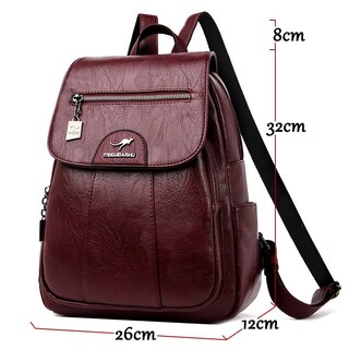 Foto 3 | Foto 3 | Mochila De Piel Sanlin Beans Vintage Para Mujer - Rojo - Venta Internacional.