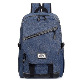 Foto 1 | Foto 1 | Mochila Huoguo Espaciosa Con Detalles De Piel Sintética Azul Oscuro - Venta Internacional.