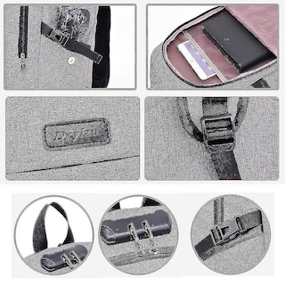 Foto 3 | Foto 3 | Mochila Huoguo Multifuncional Empresarial Antirrobo Usb Gris - Venta Internacional.