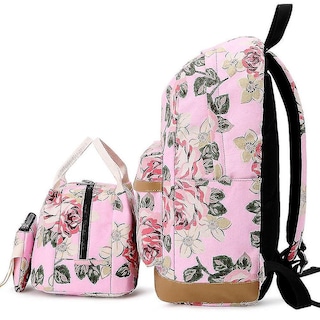 Foto 4 | Foto 4 | Mochila Huoguo De Lona Impermeable Con Estampado De Flores Rosas - Venta Internacional.