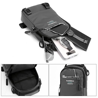Foto 2 | Foto 2 | Bolsa De Pecho Sanlin Beans, Impermeable, Usb, Bandolera Gris, De Nailon - Venta Internacional.
