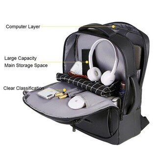 Foto 4 | Foto 4 | Mochila Para Portátil Sanlin Beans Con Carga Usb Impermeable (negra) - Venta Internacional.
