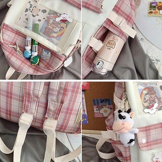 Foto 2 | Foto 2 | Mochila Sanlin Beans Harajuku Ulzzang High School Pink Nylo - Venta Internacional.