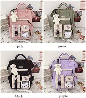 Foto 4 | Foto 4 | Mochila Huoguo Kawaii Green Con Alfiler Y Accesorios Para Niñas - Venta Internacional.