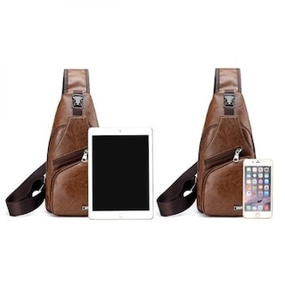 Foto 2 | Foto 2 | Bolso De Pecho Sanlin Beans De Piel Vintage Con Puerto De Carga Usb - Venta Internacional.