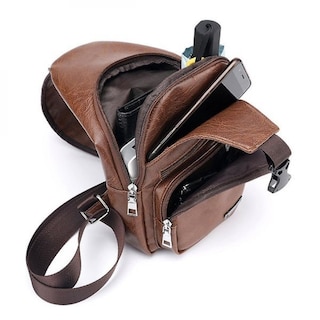 Foto 3 | Foto 3 | Bolso De Pecho Sanlin Beans De Piel Vintage Con Puerto De Carga Usb - Venta Internacional.
