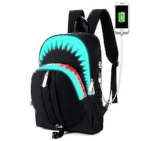 Mochila Huoguo Luminous Shark Con Función Usb, Impermeable, Negra - Venta Internacional.