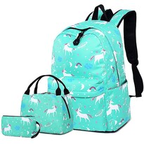 Mochila Huoguo Para Escuela Primaria Con Dibujos Animados De Unicornios, Juego De 3 Piezas - Venta Internacional.
