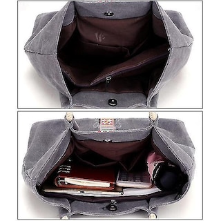 Foto 5 | Foto 5 | Mochila Huoguo De Lona Para Mujer, Retro, Vintage, Gris, 39 X 30 X 11 Cm - Venta Internacional.