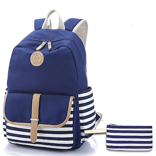 Foto 1 | Foto 1 | Mochila Escolar Sanlin Beans De Lona A Rayas Con Portalápices - Venta Internacional.