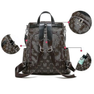 Foto 3 | Foto 3 | Mochila Huoguo Mochila Escolar De Viaje De Piel Suave De Color Caqui, 0,6 Kg - Venta Internacional.