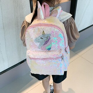 Foto 2 | Foto 2 | Mochila Escolar Huoguo, Mochila Escolar Con Lentejuelas Y Lentejuelas De Unicornio - Venta Internacional.