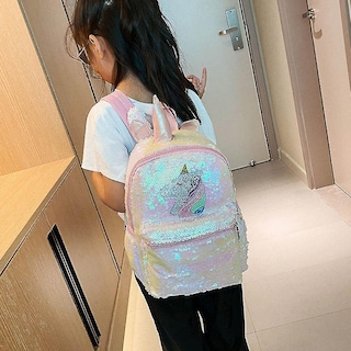 Foto 4 | Foto 4 | Mochila Escolar Huoguo, Mochila Escolar Con Lentejuelas Y Lentejuelas De Unicornio - Venta Internacional.