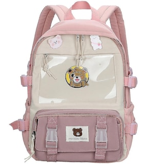 Foto 1 | Foto 1 | Mochila Huoguo Para Niñas De Secundaria, Nailon, Rosa - Venta Internacional.