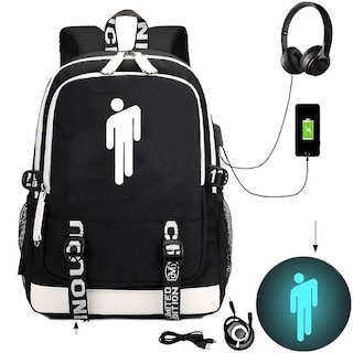 Foto 1 | Foto 1 | Mochila Huoguo Billie Eilish Pattern De Nailon Recargable Por Usb - Venta Internacional.