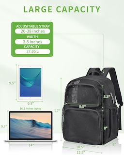 Foto 2 | Foto 2 | Mochila May Tree Negra Mesh Heavy Duty de Gran Capacidad - Venta Internacional
