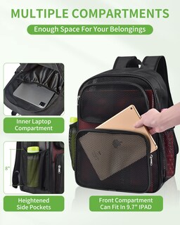 Foto 3 | Foto 3 | Mochila May Tree Negra Mesh Heavy Duty de Gran Capacidad - Venta Internacional