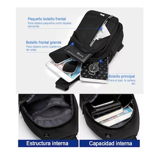 Foto 4 | Foto 4 | Pechera Mochila Impermeable Multifunción Cruzada Hombro Negro Belug