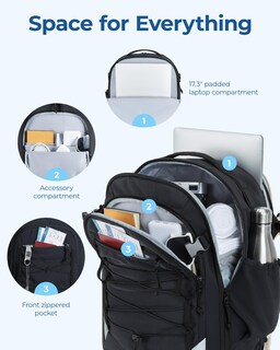 Foto 4 | Foto 4 | Mochila Bagsmart Carry On Travel De 30 Litros Con Bolsa Para Zapatos De 17.3 Pulgadas, Gris - Venta Internacional.