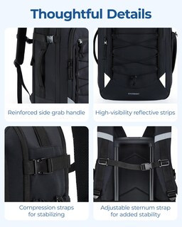 Foto 7 | Foto 7 | Mochila Bagsmart Carry On Travel De 30 Litros Con Bolsa Para Zapatos De 17.3 Pulgadas, Gris - Venta Internacional.