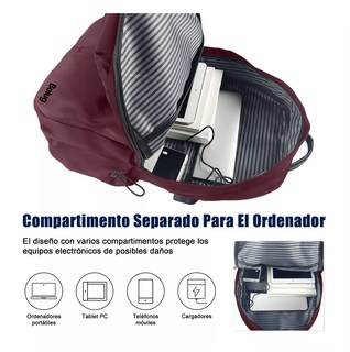 Foto 5 | Foto 5 | Mochila Belug Vino Para Laptop Con Cargador Usb