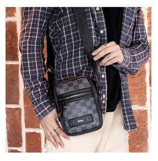 Foto 2 | Foto 2 | Bolso Belug Para Hombre Crossbody Casual Negro Tartán Cuadrado