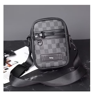 Foto 4 | Foto 4 | Bolso Belug Para Hombre Crossbody Casual Negro Tartán Cuadrado