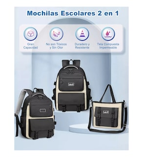 Foto 2 | Foto 2 | Mochila Escolar Lab.g Viaje Bolsa Impermeable Mochilas Reforzada 2 En 1 Negro
