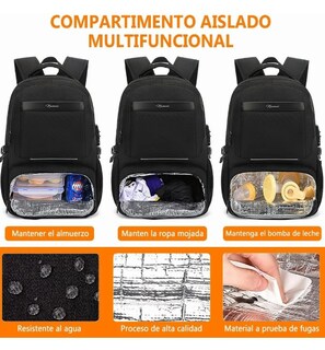 Foto 3 | Foto 3 | Xtellar Mochila De Almuerzo Antirrobo Impermeable A Portátil 15,6i Color Negro Diseño De La Tela Oxford 900d