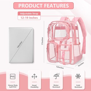 Foto 2 | Foto 2 | Mochila Transparente Attmu Heavy Duty Pvc Transparente Rosa - Venta Internacional.