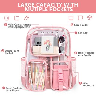 Foto 3 | Foto 3 | Mochila Transparente Attmu Heavy Duty Pvc Transparente Rosa - Venta Internacional.