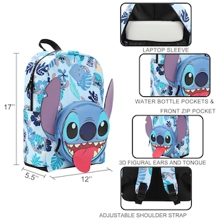Foto 4 | Foto 4 | Mochila Bioworld Disney Stitch 3d Character 43 Cm - Venta Internacional.