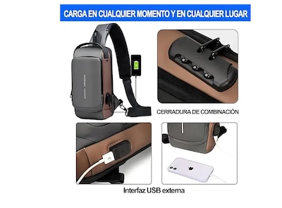 Foto 4 | Foto 4 | Mochila Xtellar Cruzada Antirrobo Impermeable Resistente A Rayones