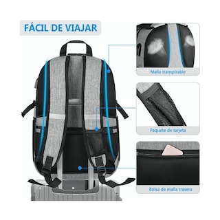 Foto 5 | Foto 5 | Mochila Antirrobo Superior Negocios Impermeable 35l Doble Cierre Lab.g Gris