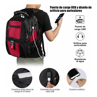 Foto 2 | Foto 2 | Mochila Para Laptop Impermeable Eo Safe Imports Esi-19444 Rojo