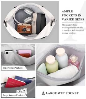 Foto 2 | Foto 2 | Bolsa De Fin De Semana Etronik Para Mujer Con Compartimento Para Zapatos, Color Negro Y Gris - Venta Internacional.