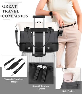 Foto 3 | Foto 3 | Bolsa De Fin De Semana Etronik Para Mujer Con Compartimento Para Zapatos, Color Negro Y Gris - Venta Internacional.
