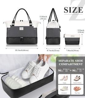 Foto 4 | Foto 4 | Bolsa De Fin De Semana Etronik Para Mujer Con Compartimento Para Zapatos, Color Negro Y Gris - Venta Internacional.