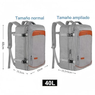 Foto 3 | Foto 3 | Mochila De Viaje Expandible Antirrobo De 40 L Eo Safe Imports Esi-19854 Gris