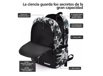 Foto 2 | Foto 2 | Xtellar Mochila Antirrobo Multiusos Con Compartimentos De Almacenamiento, Impermeable, Oxford 900d, Estilo Camuflaje Chic