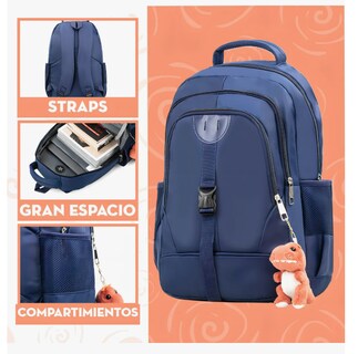 Foto 2 | Foto 2 | Mochila Escolar Y Llavero De Peluche Azul Marino